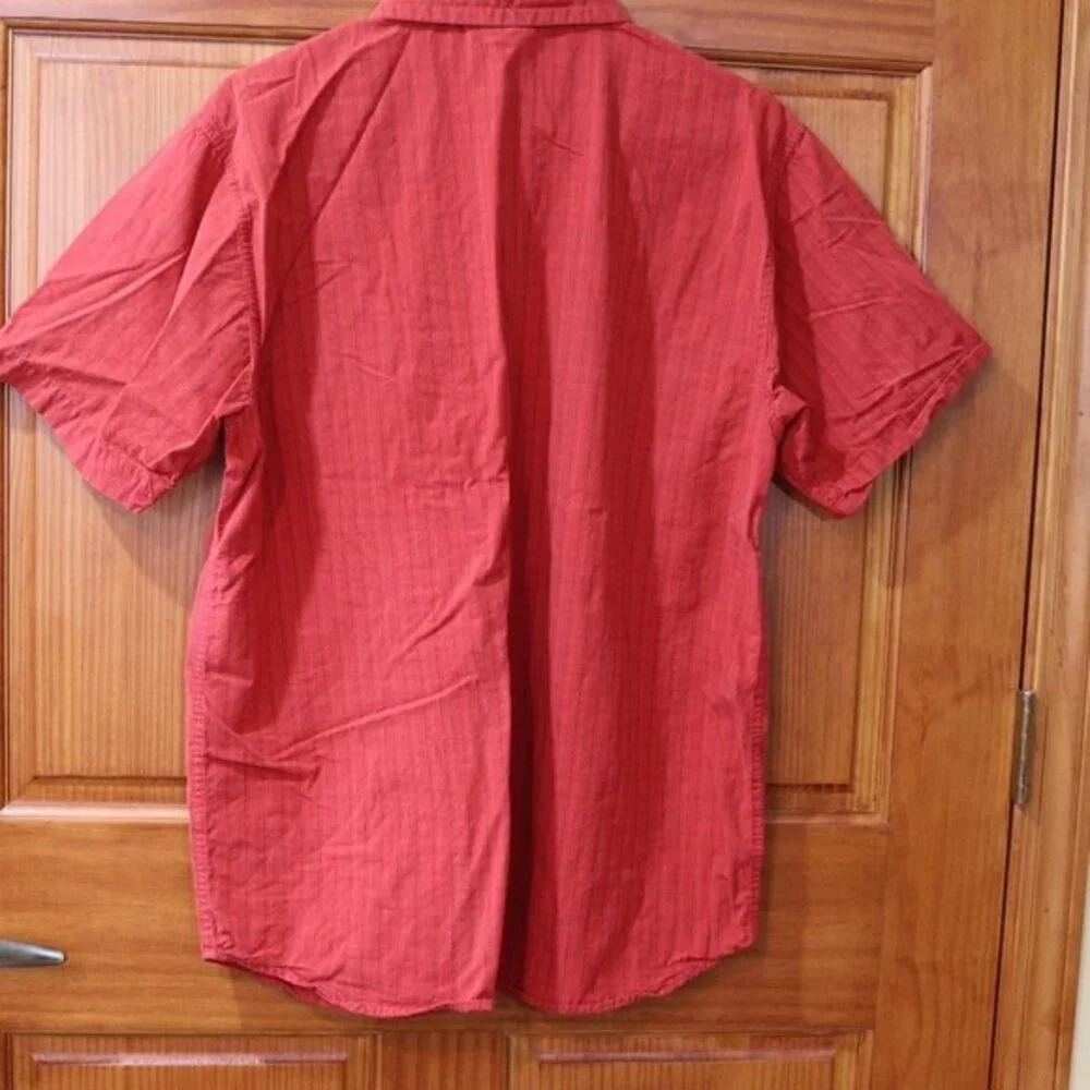 The North Face Red Orange Plaid Short-Sleeve Hiking Shirt Large Gorpcore